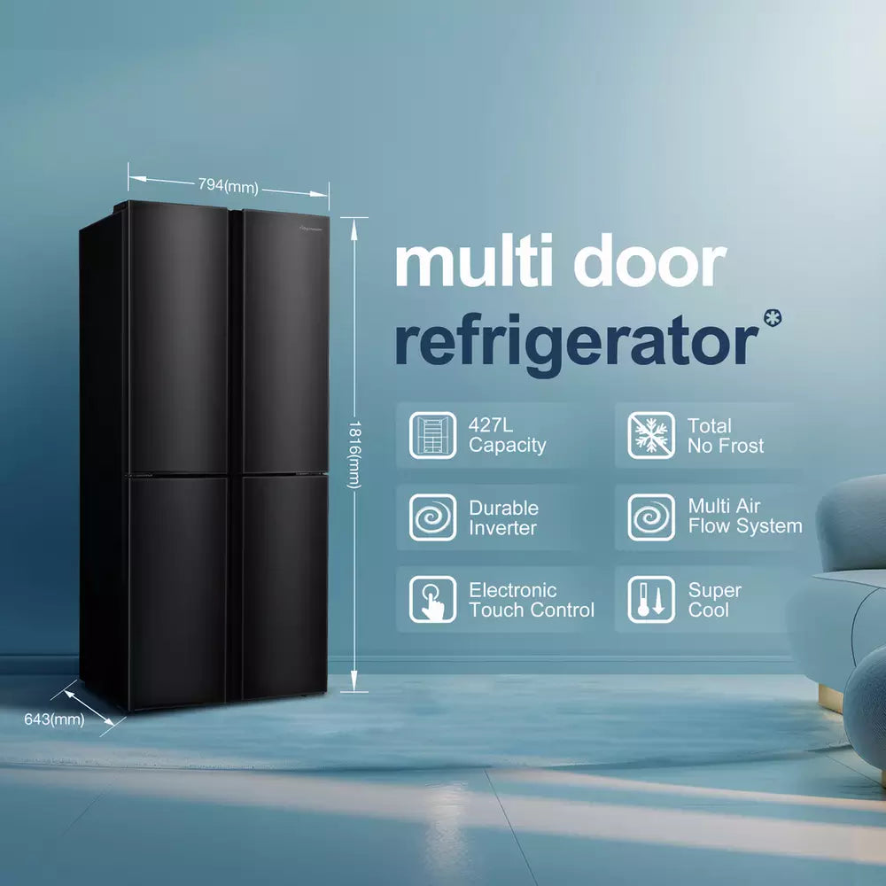 Fridgemaster MQ79394EB American Fridge Freezer - Black