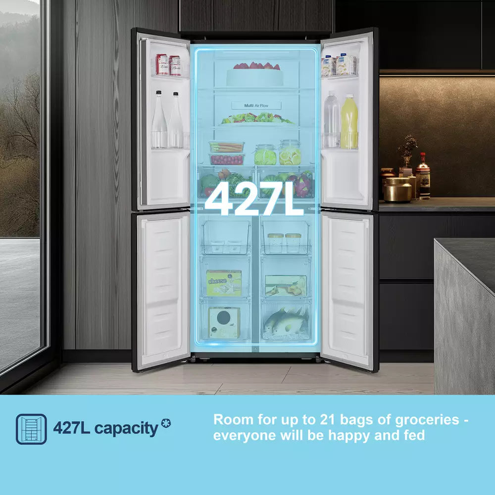 Fridgemaster MQ79394EB American Fridge Freezer - Black