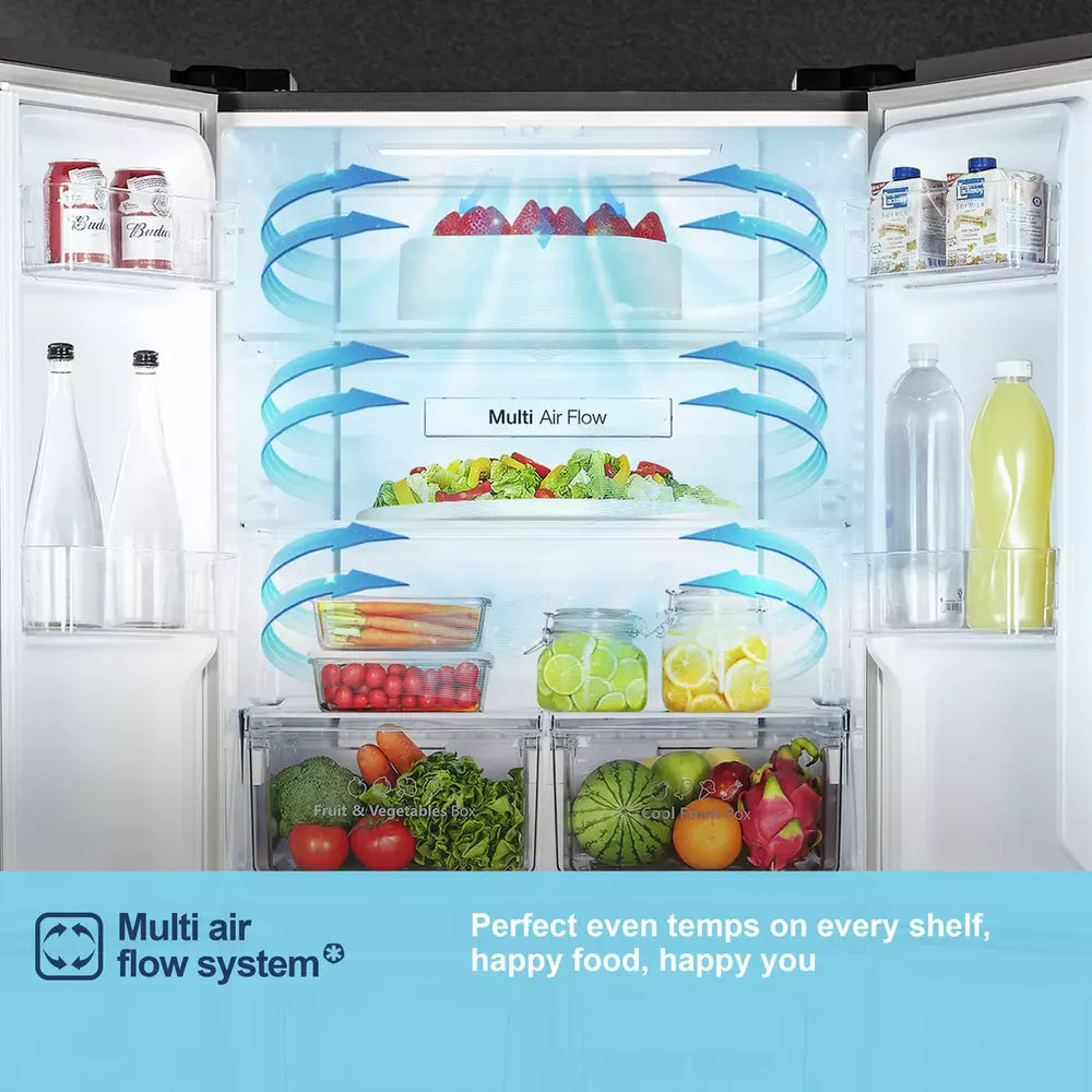 Fridgemaster MQ79394EB American Fridge Freezer - Black