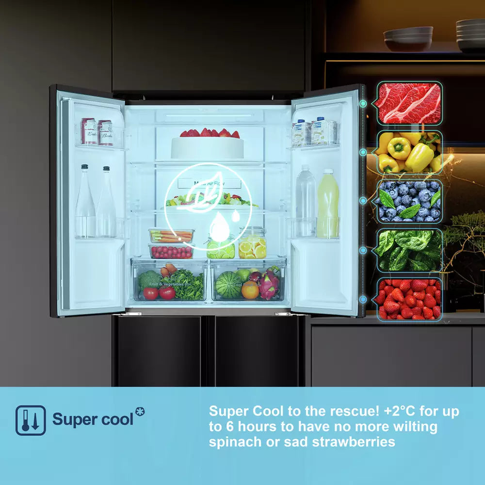 Fridgemaster MQ79394EB American Fridge Freezer - Black