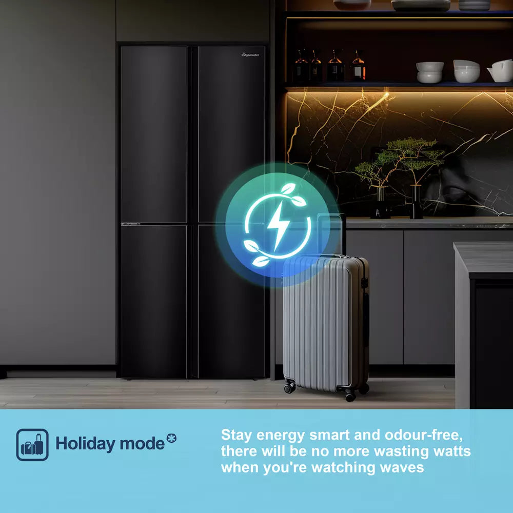 Fridgemaster MQ79394EB American Fridge Freezer - Black