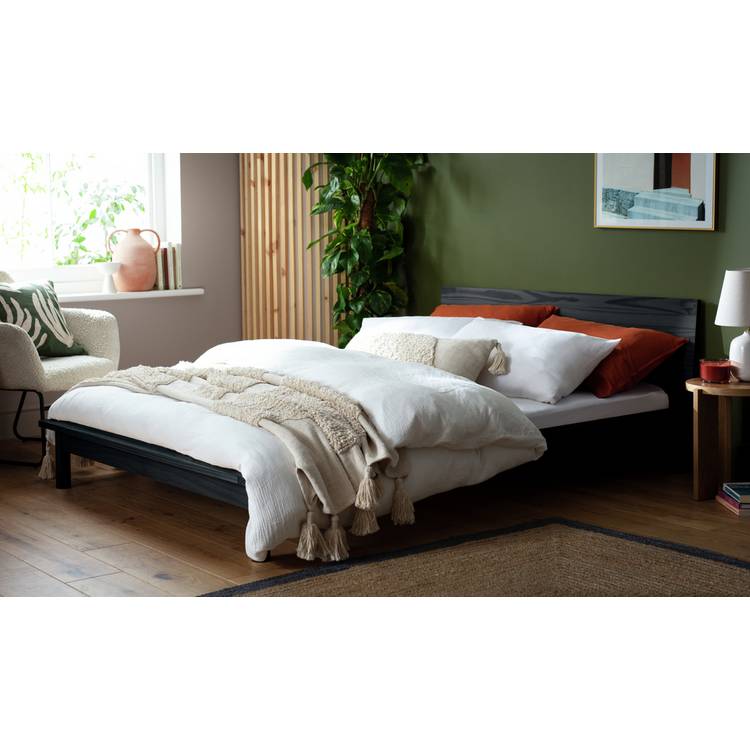 Habitat Akio Small Double Wooden Platform Bed Frame - Black