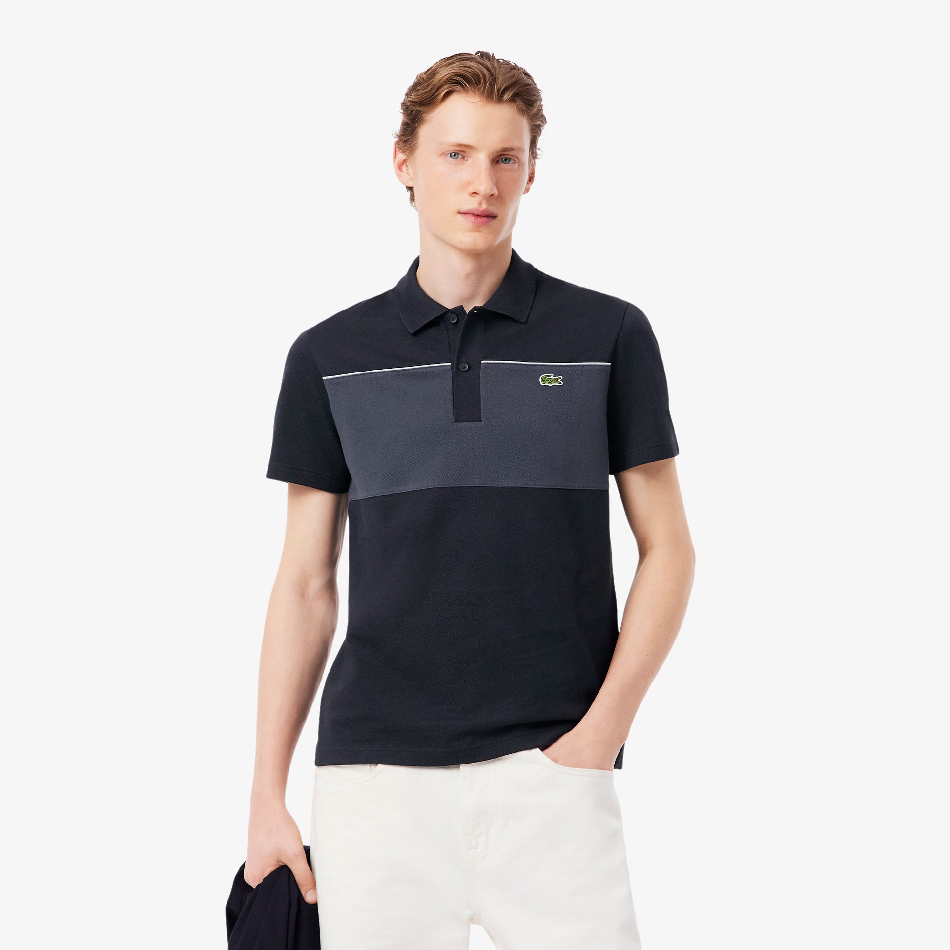 Regular Fit Colour-Block Piqu e9 Polo Shirt