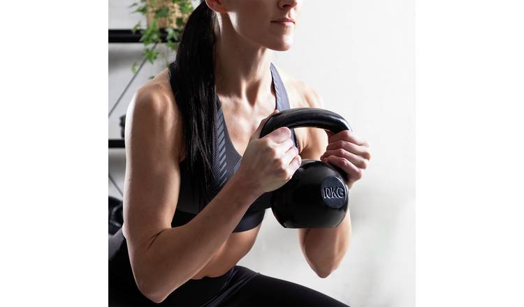 Pro Fitness Cast Iron 10kg Kettlebell - Black