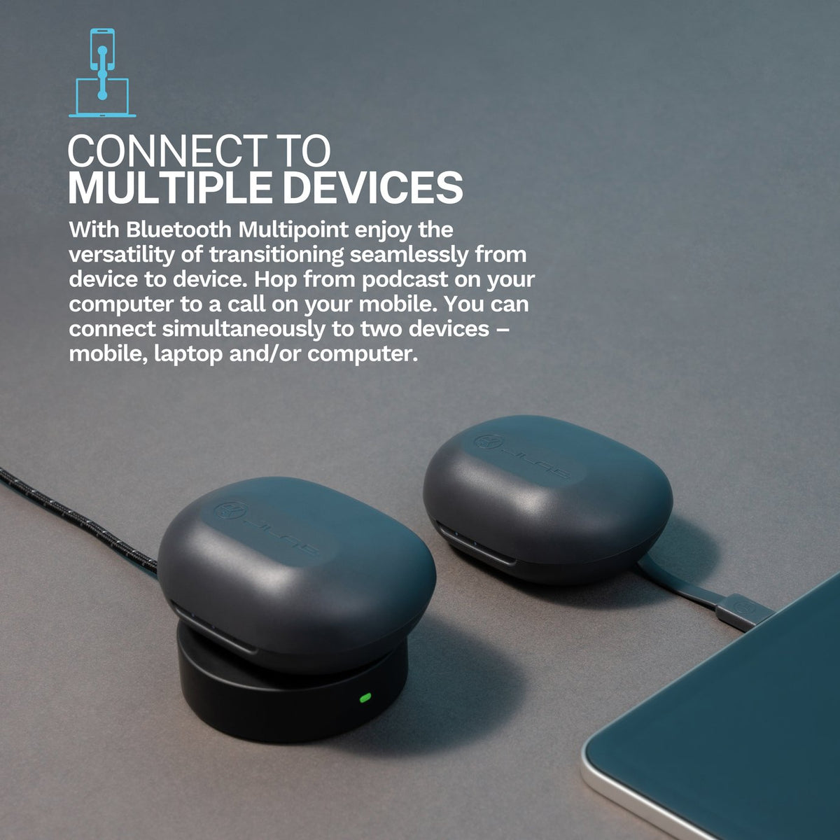 JLab JBuds Sport ANC 4 True Wireless Earbuds - Graphite