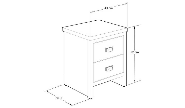 GFW Boston 2 Drawer Bedside Table - Grey