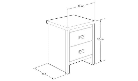 GFW Boston 2 Drawer Bedside Table - Grey