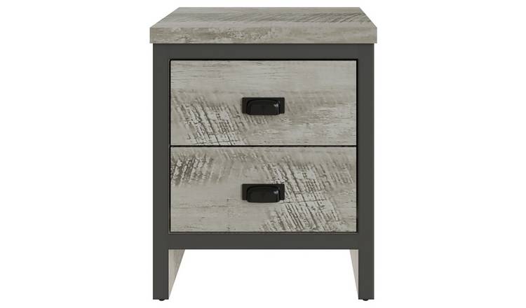 GFW Boston 2 Drawer Bedside Table - Grey