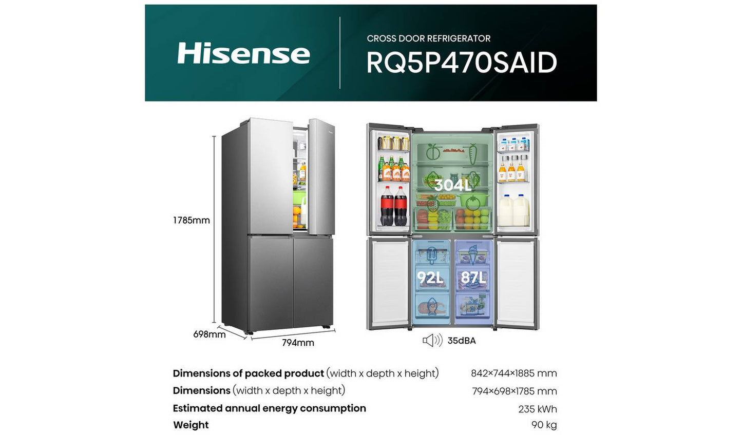 Hisense RQ5P470SAID American Fridge Freezer - S/Steel