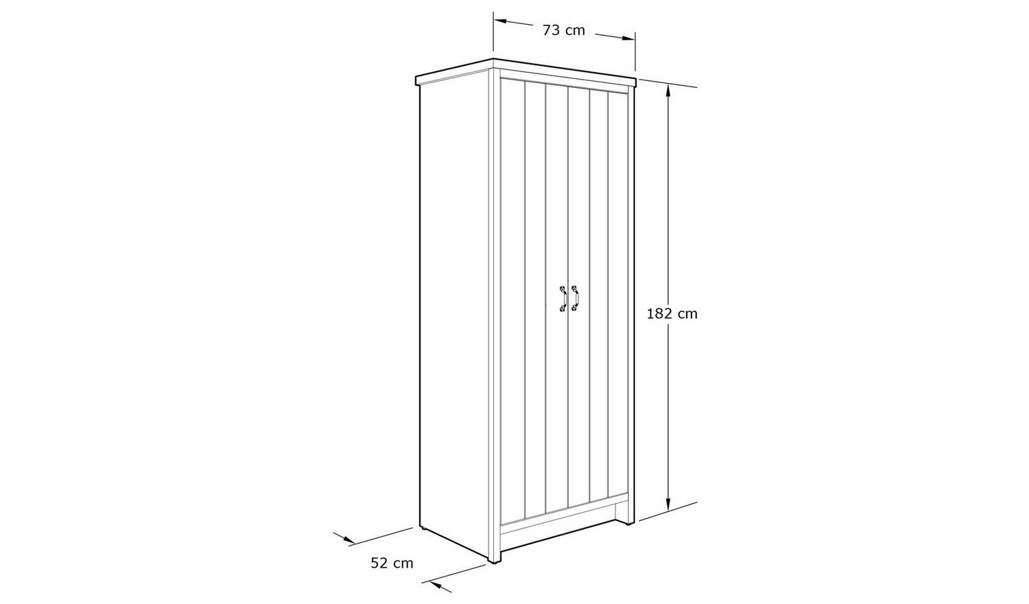 GFW Boston 2 Door Wardrobe - Knotty Oak