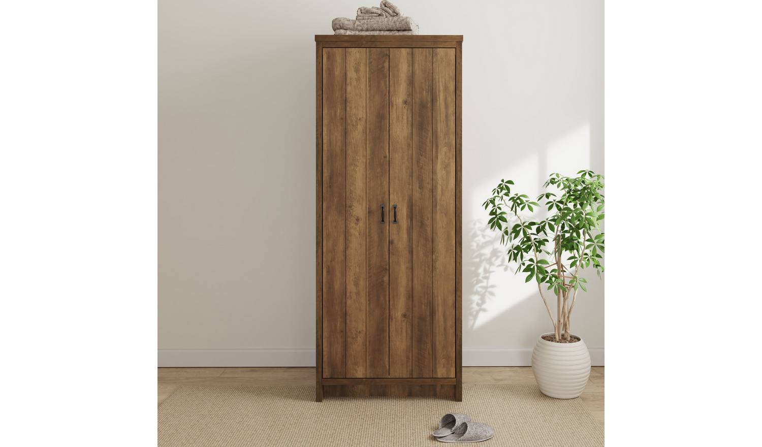 GFW Boston 2 Door Wardrobe - Knotty Oak