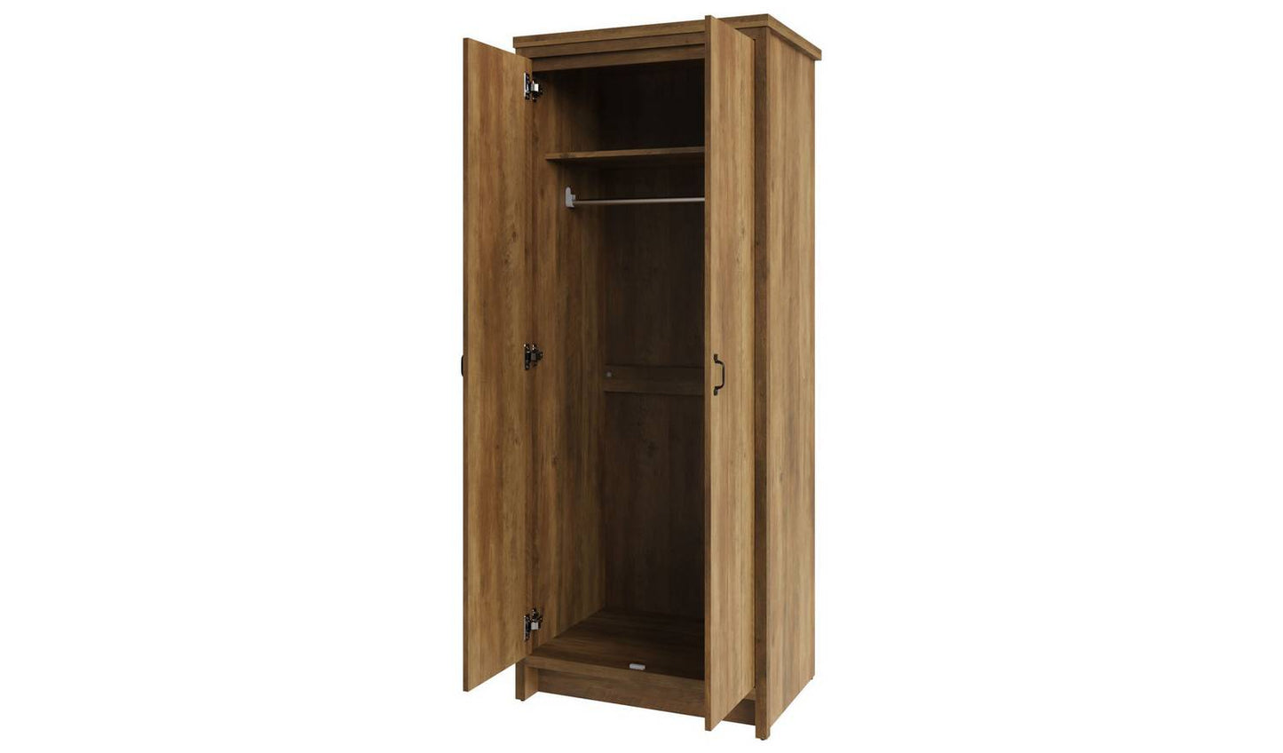 GFW Boston 2 Door Wardrobe - Knotty Oak