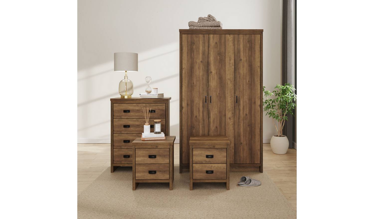 GFW Boston 2 Door Wardrobe - Knotty Oak