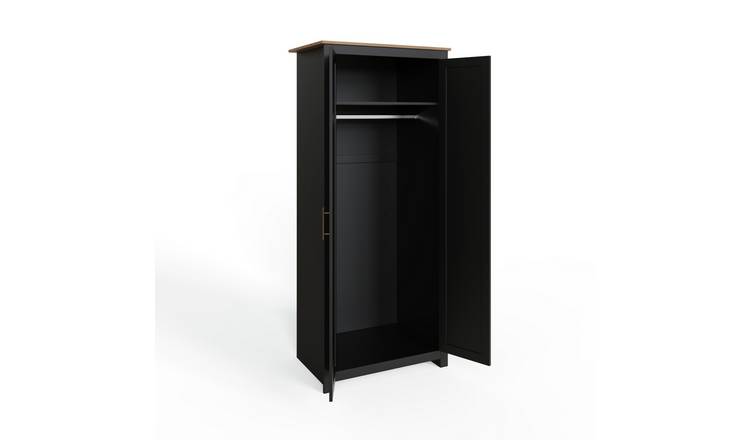 GFW Lancaster 3 Piece 2 Door Wardrobe Set - Black & Oak