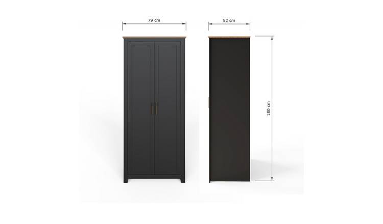 GFW Lancaster 3 Piece 2 Door Wardrobe Set - Black & Oak