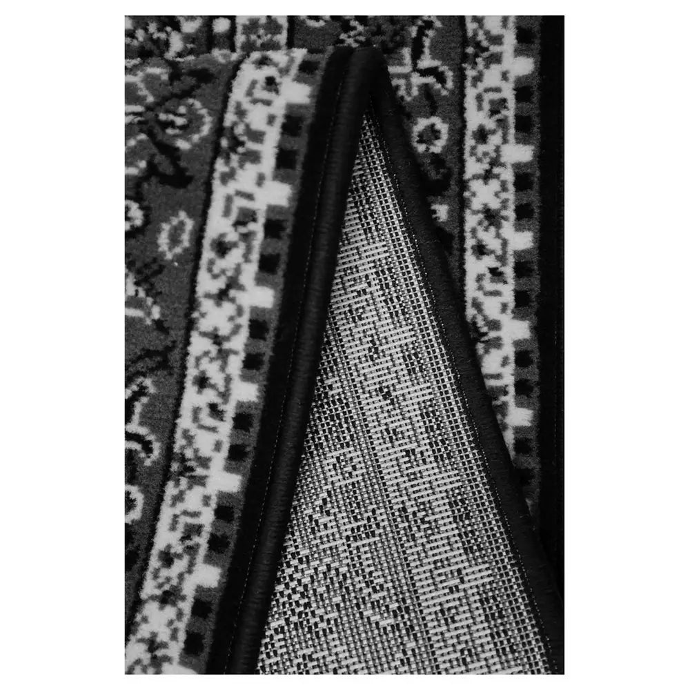 Homemaker Bukhura Traditional Black Cut Pile Rug - 200x290cm