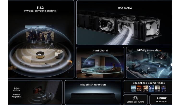 TCL Q75HK 5.1.2Ch Bluetooth Soundbar with Wireless Sub