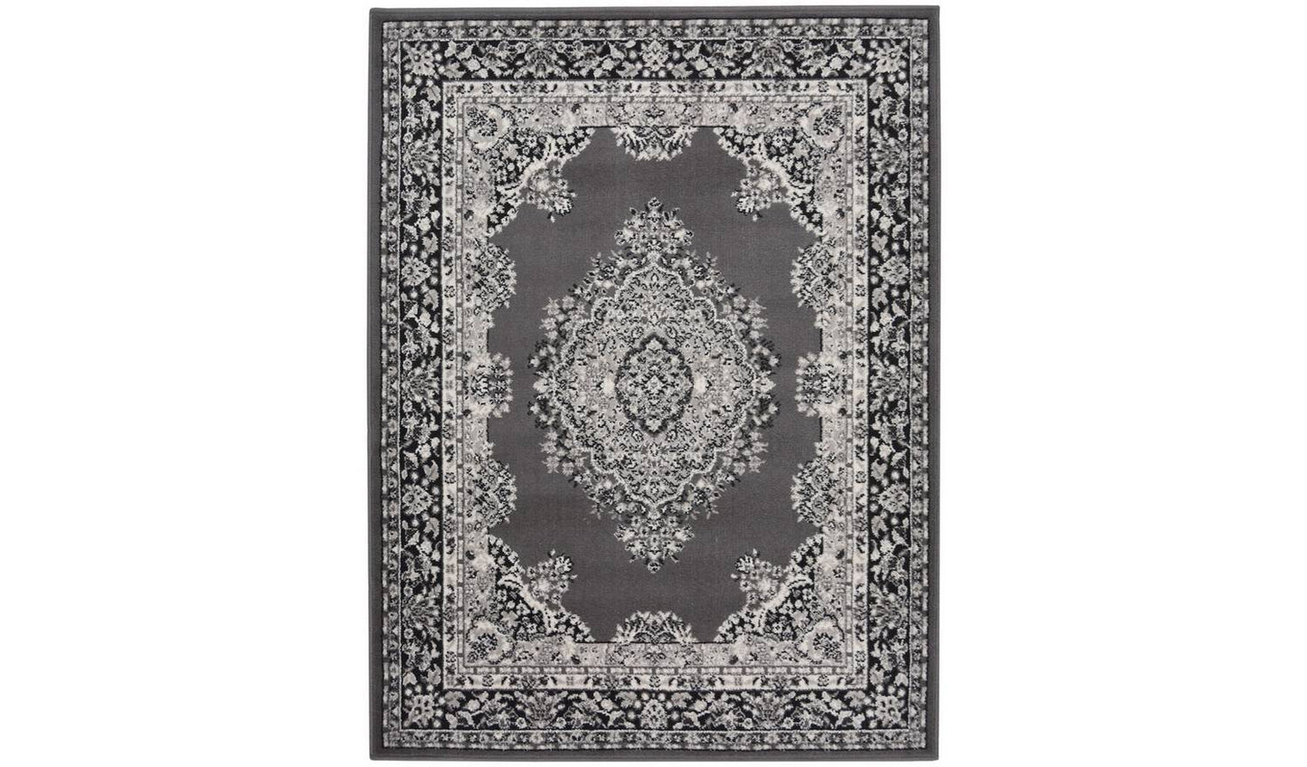 Homemaker Bukhura Traditional Grey Cut Pile Rug - 200x290cm