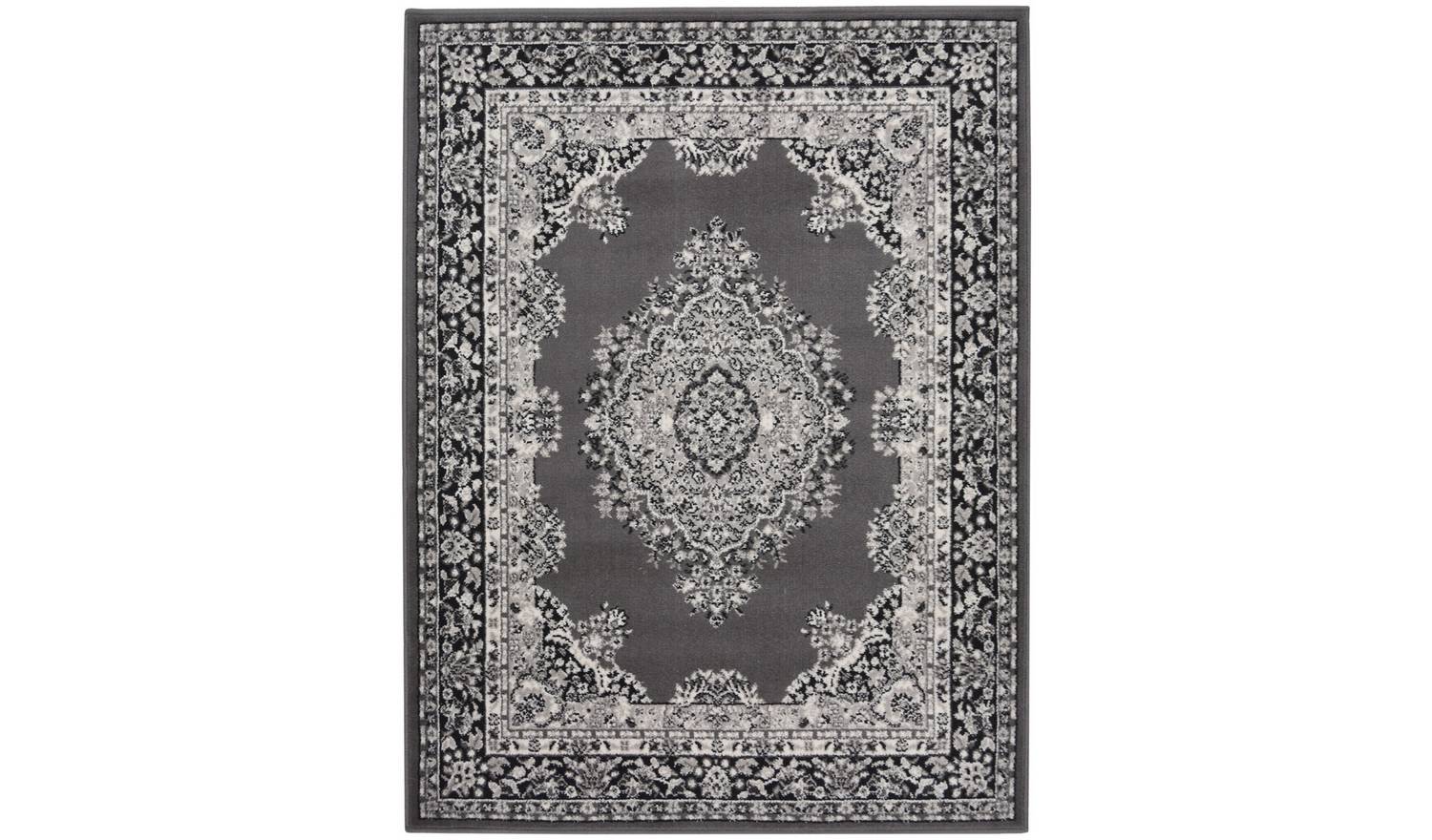 Homemaker Bukhura Traditional Grey Cut Pile Rug - 200x290cm