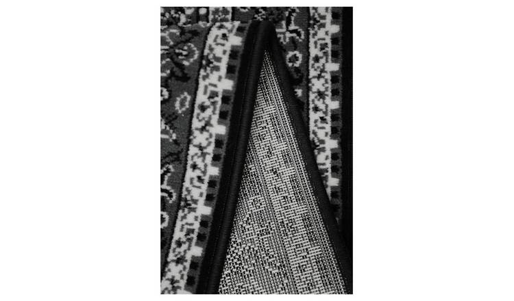 Homemaker Bukhura Traditional Black Cut Pile Runner-67x200cm