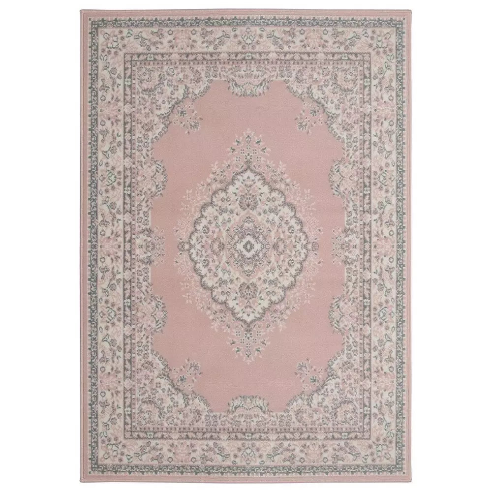 Homemaker Bukhura Traditional Blush Cut Pile Rug - 160x230cm