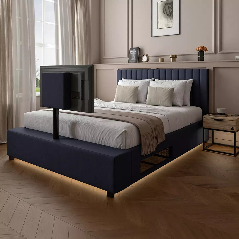 XR Living Maisie Double TV LED Bed Frame - Navy