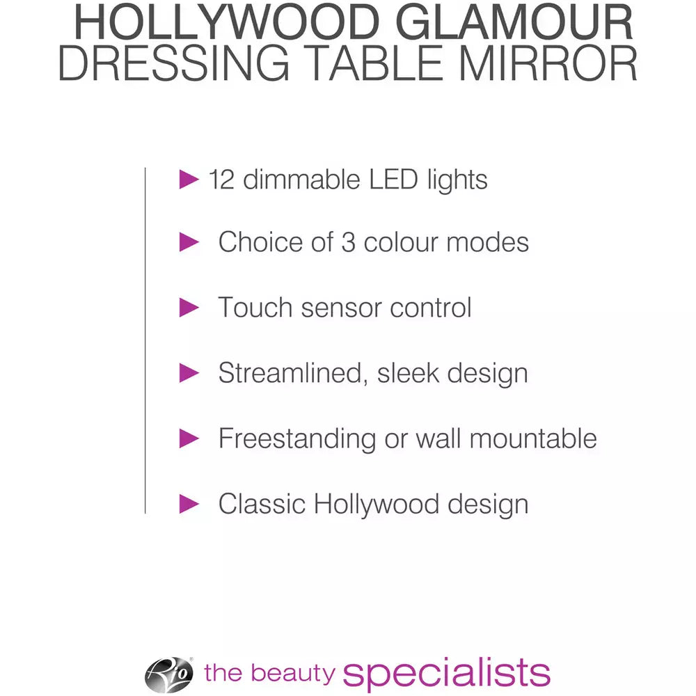 Rio Hollywood Glamour Lighted Dressing Table Mirror