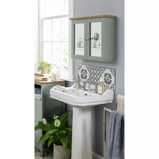Argos Home Livingston Double Mirrored Wall Cabinet - Green