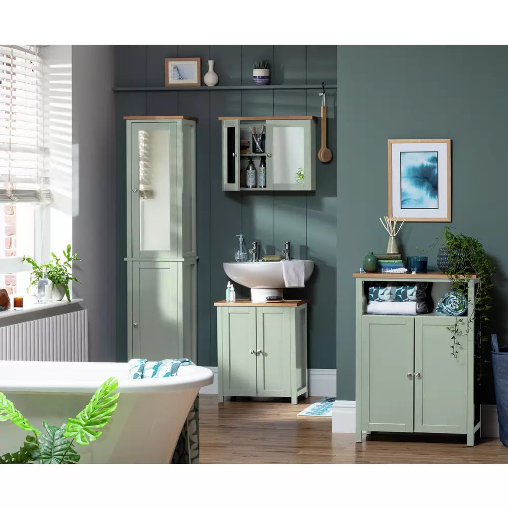 Argos Home Livingston Double Mirrored Wall Cabinet - Green
