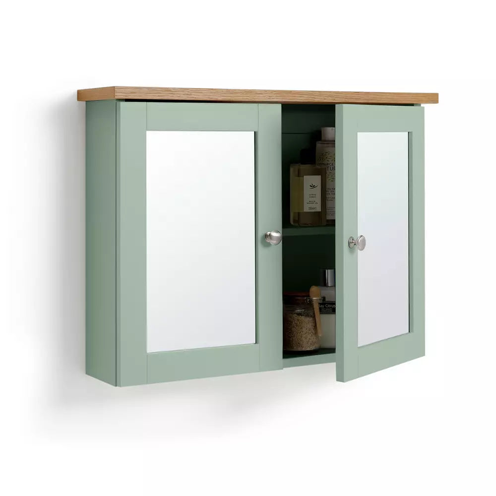 Argos Home Livingston Double Mirrored Wall Cabinet - Green