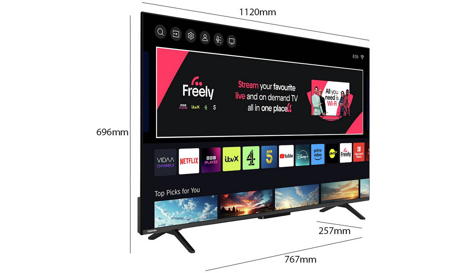 Toshiba 50 Inch 50UV2F53DB Smart 4K UHD HDR LCD Freely TV