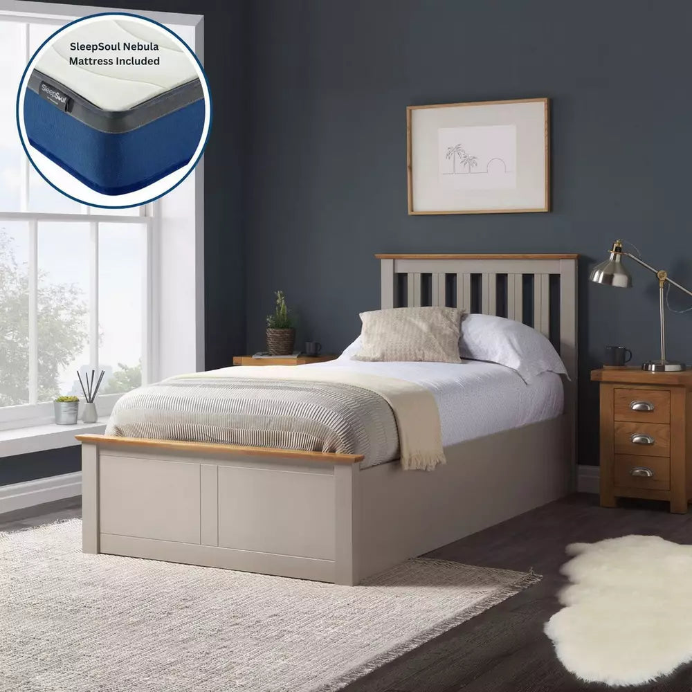 Birlea Phoenix Single Ottoman Bed with Mattress - Pearl Grey