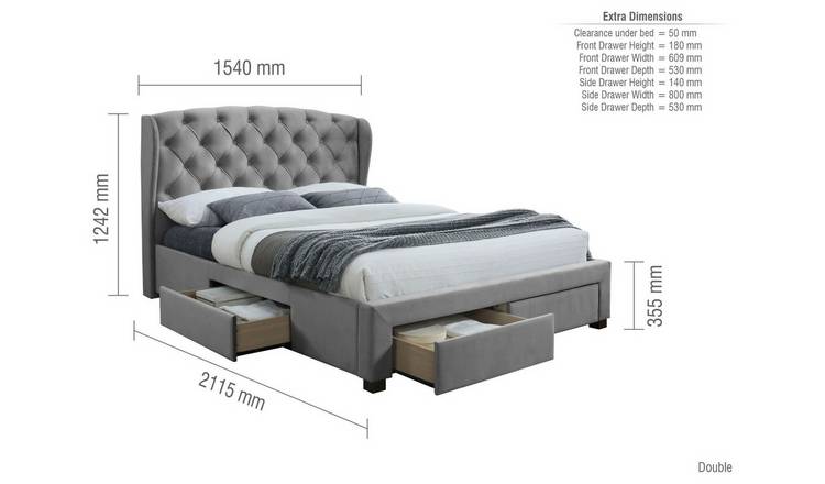 Birlea Hope 4 Drawer Double Storage Bed Frame - Grey