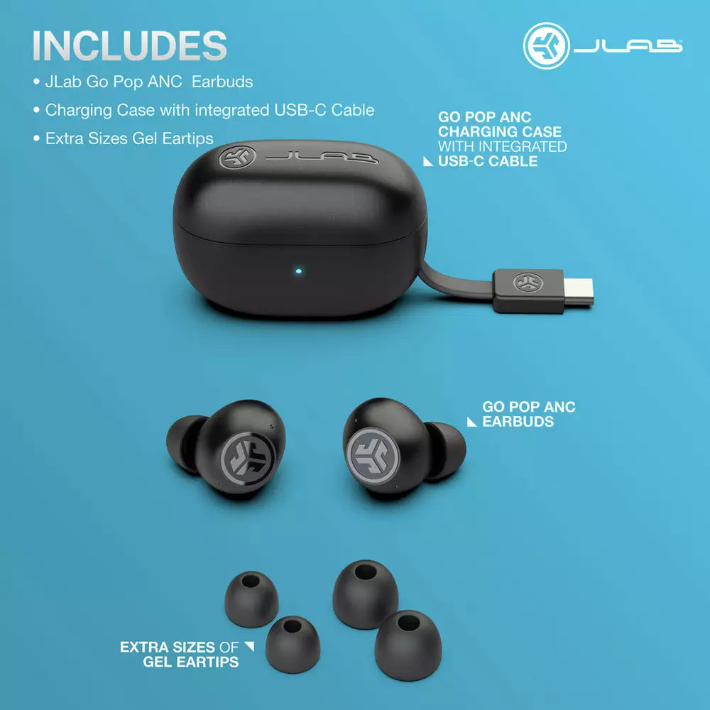 JLab Go Pop ANC True Wireless Earbuds - Black