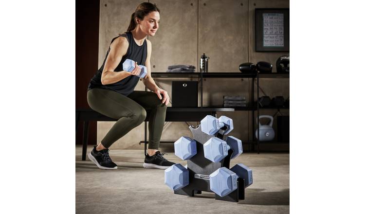 Pro Fitness Vinyl Dumbbell Tree - 12Kg
