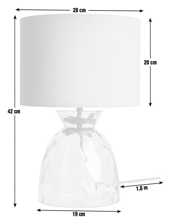 Habitat Vanern Dimple 42cm Glass Table Lamp - Clear & Cream