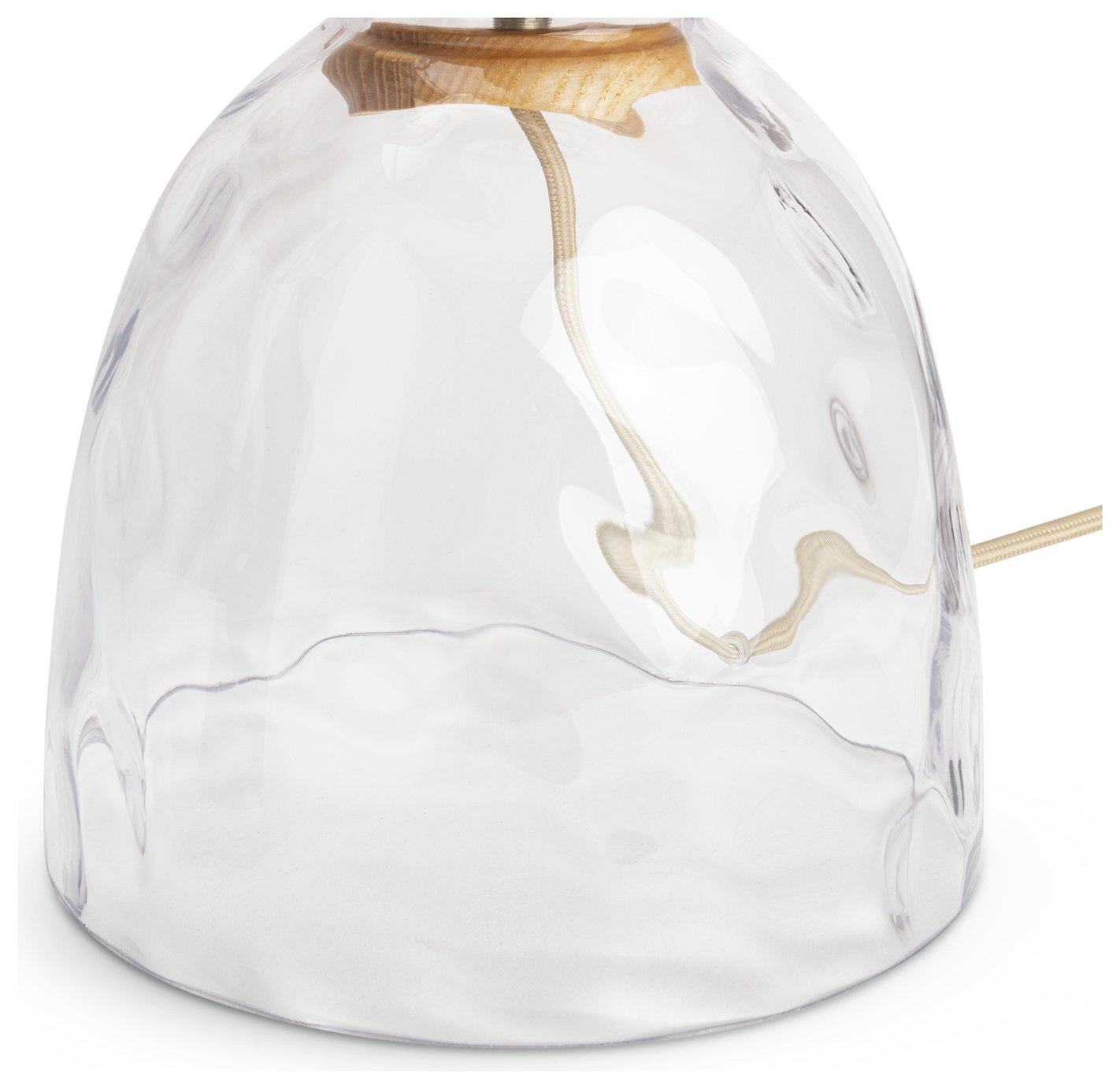 Habitat Vanern Dimple 42cm Glass Table Lamp - Clear & Cream