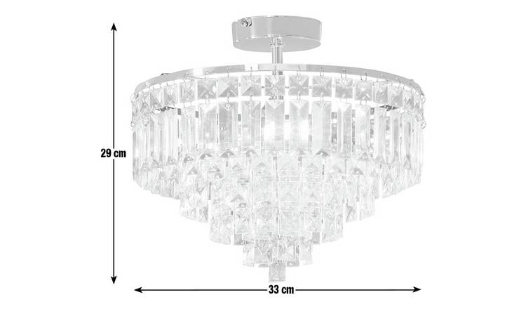 Argos Home Olivia 3 Light Ceiling Fitting - Clear / Chrome