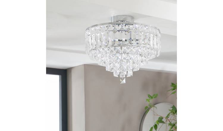 Argos Home Olivia 3 Light Ceiling Fitting - Clear / Chrome