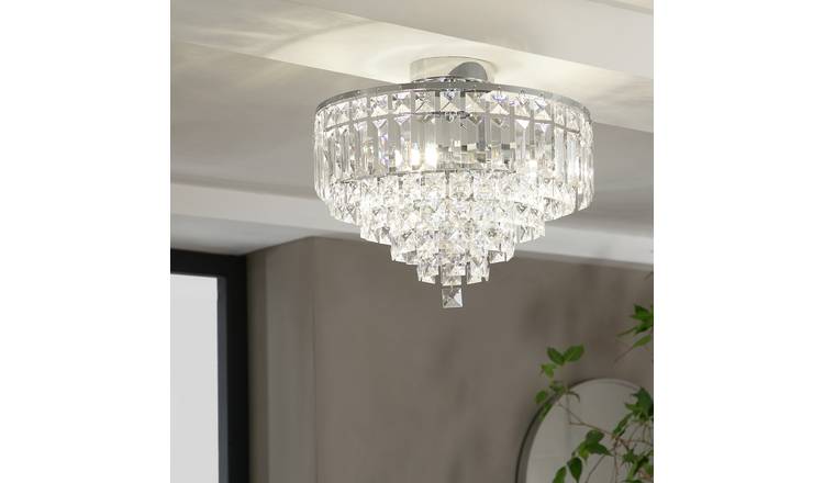 Argos Home Olivia 3 Light Ceiling Fitting - Clear / Chrome
