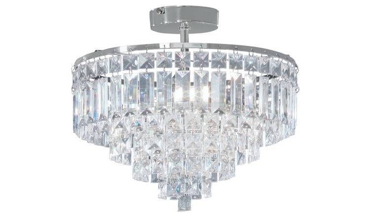 Argos Home Olivia 3 Light Ceiling Fitting - Clear / Chrome