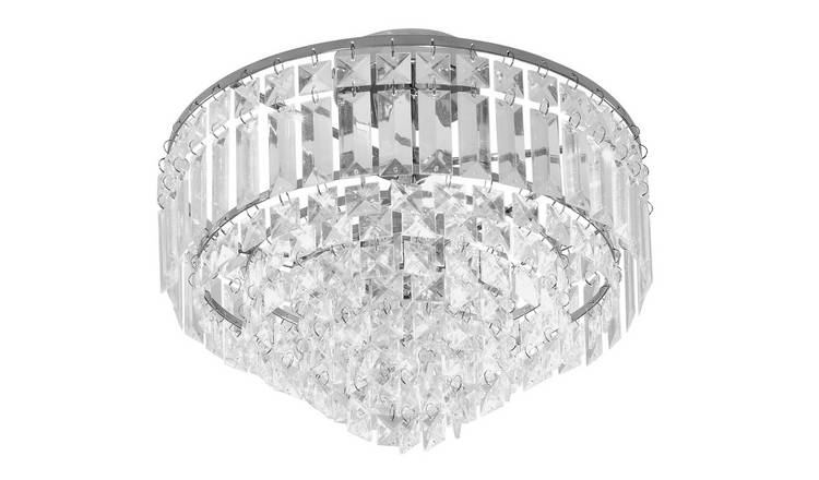 Argos Home Olivia 3 Light Ceiling Fitting - Clear / Chrome