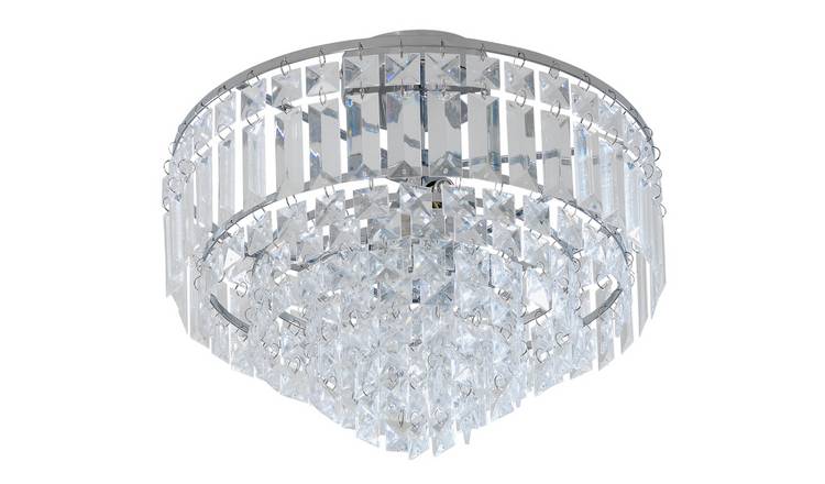 Argos Home Olivia 3 Light Ceiling Fitting - Clear / Chrome