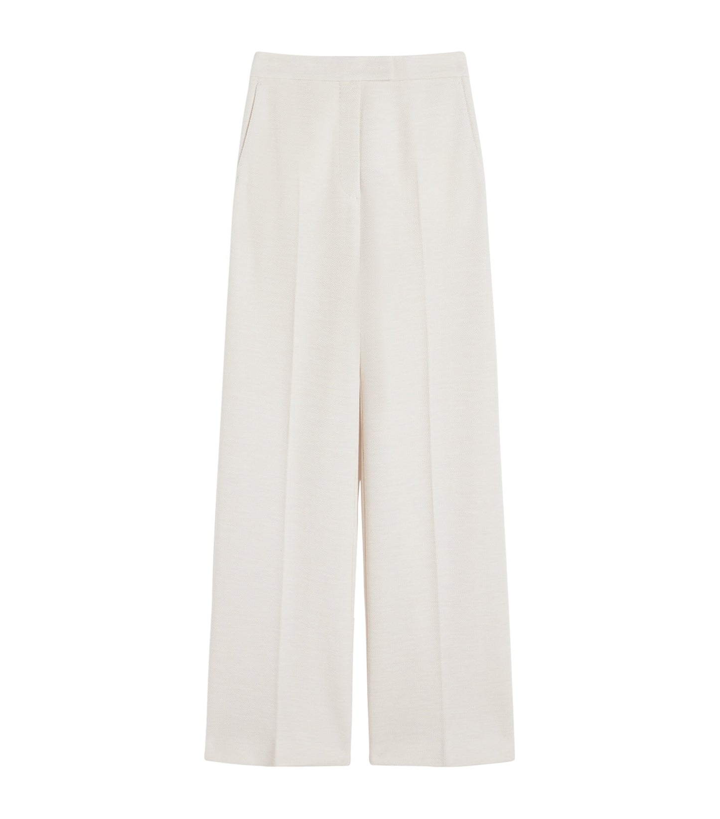 Wool Piqué Wide-Leg Trousers