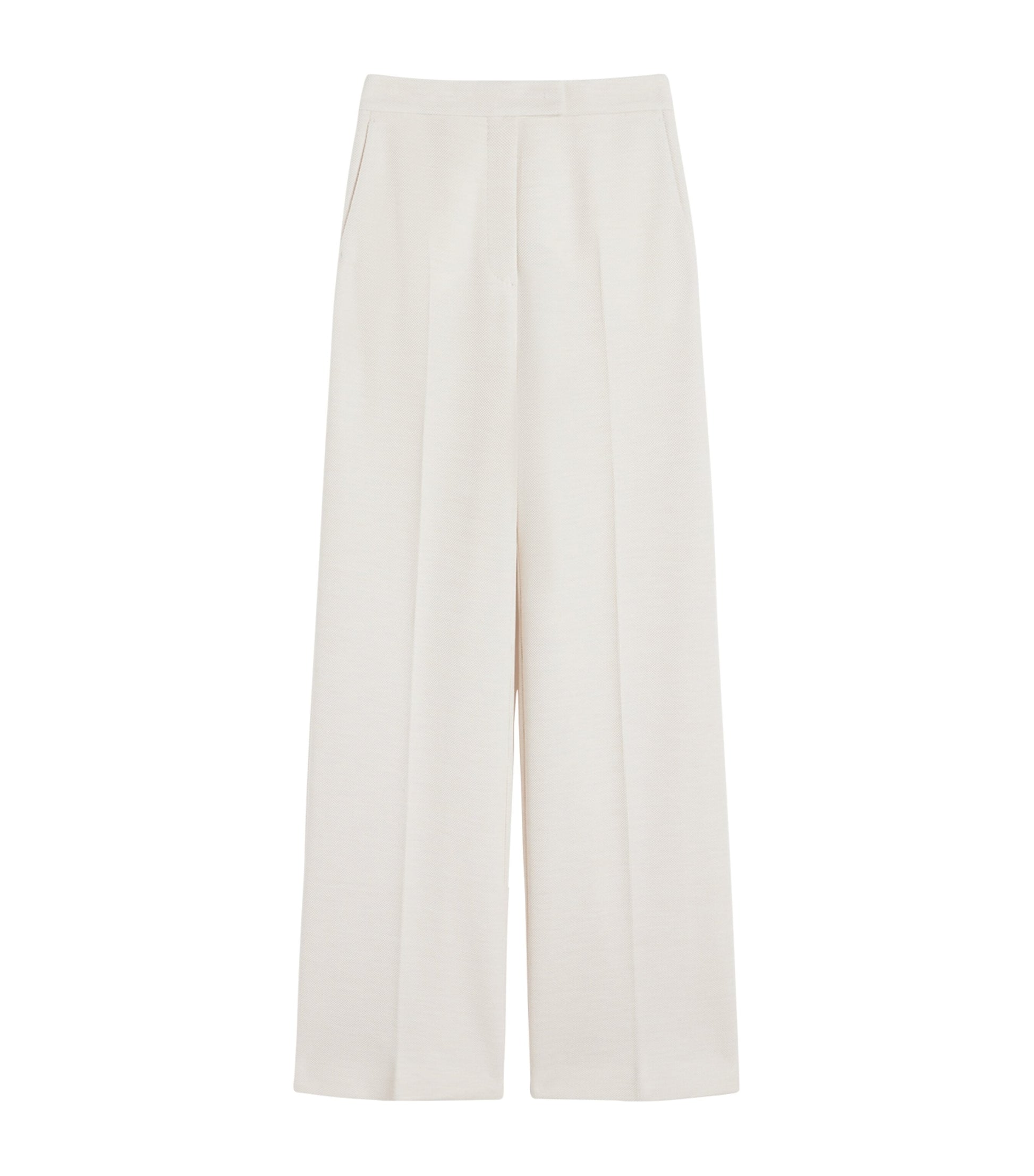 Wool Piqué Wide-Leg Trousers