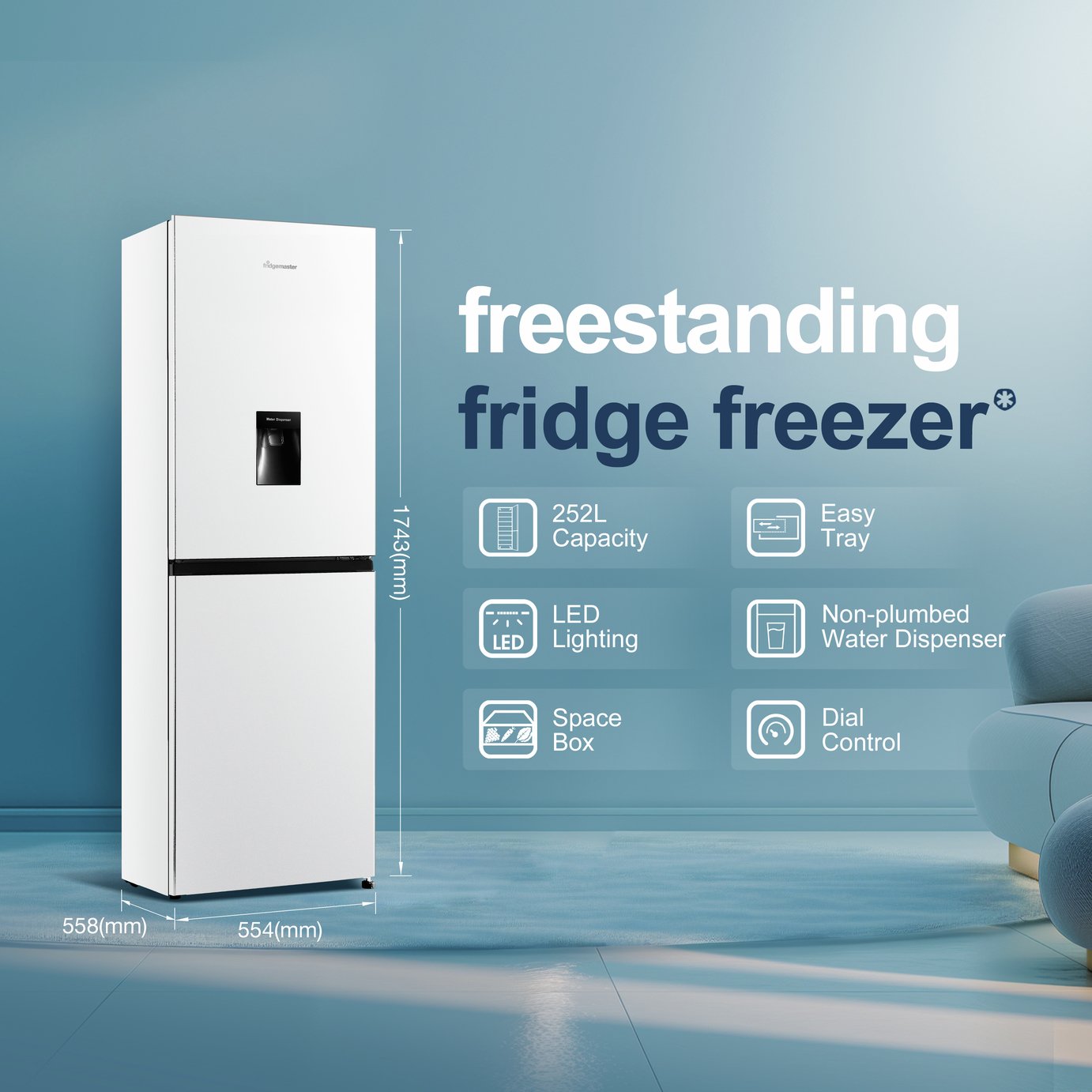 Fridgemaster MC55240DE Freestanding Fridge Freezer - White