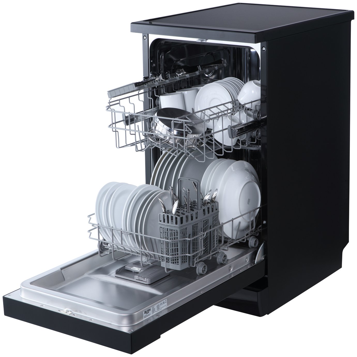 Bush DWSLE96B Slimline Dishwasher - Black