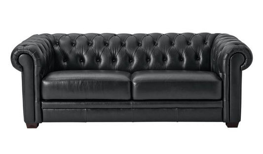 Habitat Chesterfield Leather 3 Seater Sofa - Black