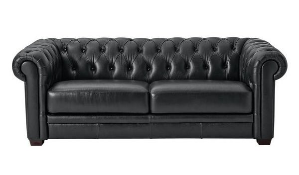 Habitat Chesterfield Leather 3 Seater Sofa - Black