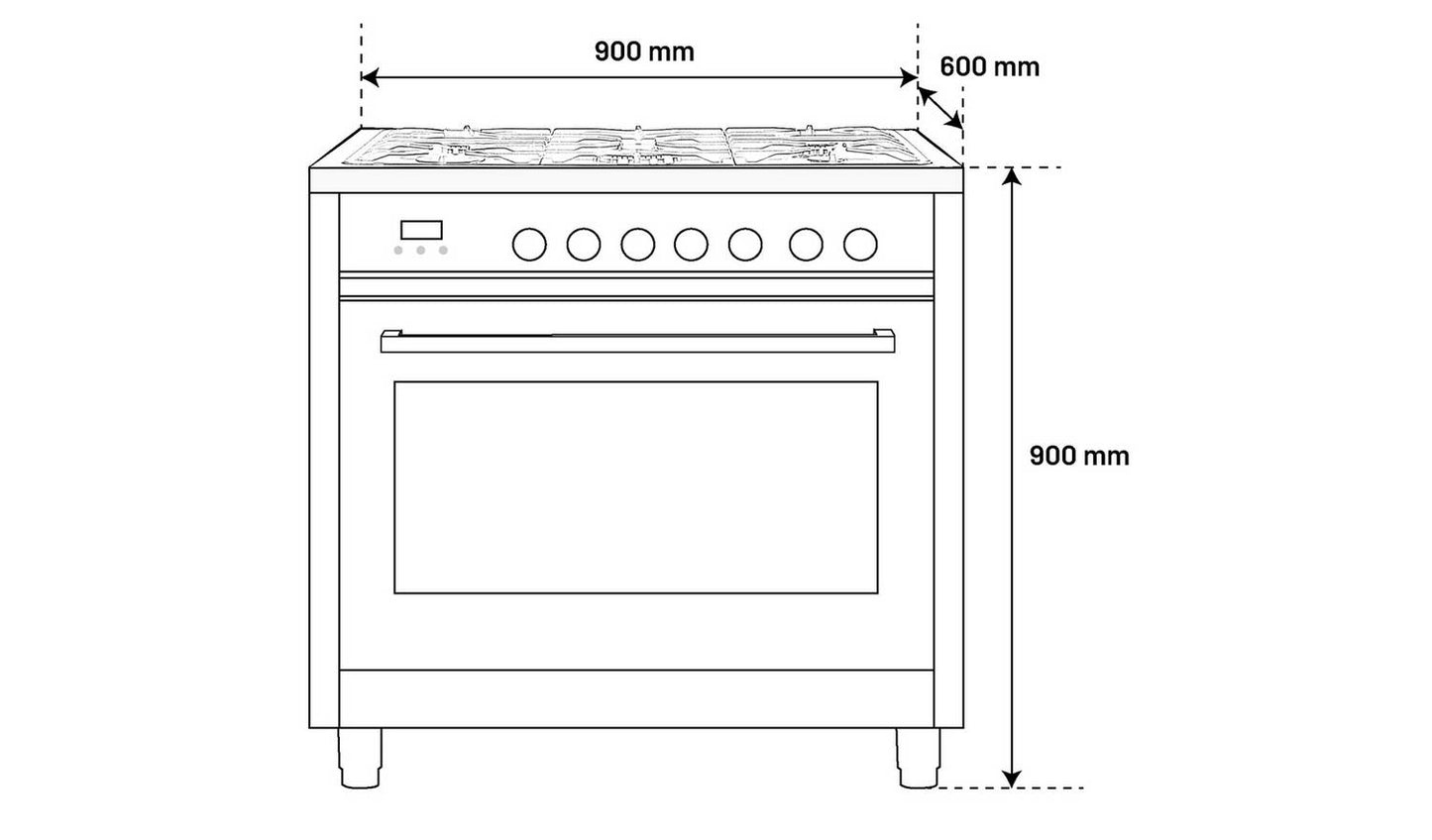 Bush BRC90DFSS 90cm Dual Fuel Range Cooker - Stainless Steel